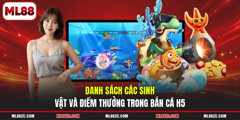 Bắn Cá H5 - Game Tốc Độ, Vũ Khí Đa Dạng, Thưởng Lớn 3 Danh sách các sinh vật và điểm thưởng trong bắn cá H5